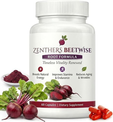 Beetwise By Zenther,Zenthers Beetwise المضغوط على البارد 400 ملجم، دعم الطاقة الطبيعية، صديق للنباتيين، 60 كبسولة غير معدلة وراثيًا in Kuwait
