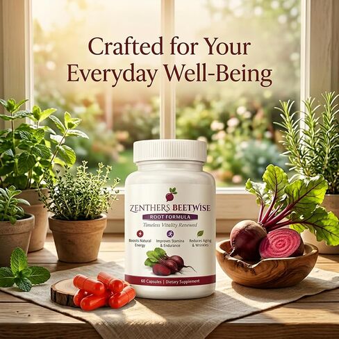 Beetwise By Zenther,Zenthers Beetwise المضغوط على البارد 400 ملجم، دعم الطاقة الطبيعية، صديق للنباتيين، 60 كبسولة غير معدلة وراثيًا in Kuwait