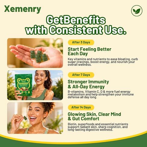 Super Greens Multivitamin Gummies for Adults – with Spirulina, Chlorella, Prebiotic Fiber, Probiotics & Adaptogens – Supports Digestive & Gut Health & Daily Energy – Non-GMO, 120 Gummies in Saudi Arabia