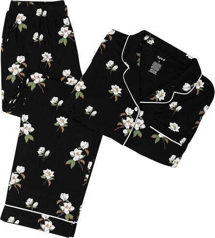 Kyte Living Women's Long Sleeve Pajama Set, Bamboo-Derived Rayon Sleepwear with Button Front Top & Elastic Waist Shorts in Saudi Arabia