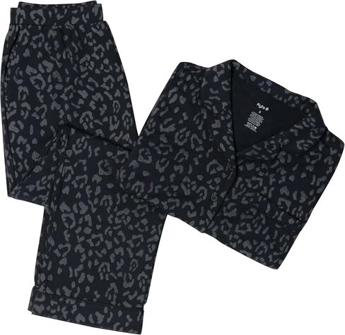 Kyte Living Women's Long Sleeve Pajama Set, Bamboo-Derived Rayon Sleepwear with Button Front Top & Elastic Waist Shorts in Kuwait