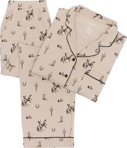 Kyte Living Women's Long Sleeve Pajama Set, Bamboo-Derived Rayon Sleepwear with Button Front Top & Elastic Waist Shorts in Kuwait