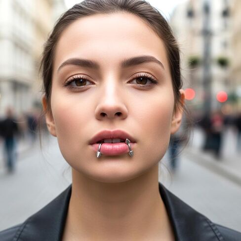 8PCS Fake Lip Ring, Stainless Steel Piercing Vampire Teeth Ring Kit, Fake Snake Bite Non-Piercing Lip Cuff Ear Cuff, Fake Nose Piercing Jewelry for Women Men in Kuwait