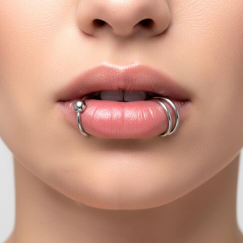8PCS Fake Lip Ring, Stainless Steel Piercing Vampire Teeth Ring Kit, Fake Snake Bite Non-Piercing Lip Cuff Ear Cuff, Fake Nose Piercing Jewelry for Women Men in Kuwait