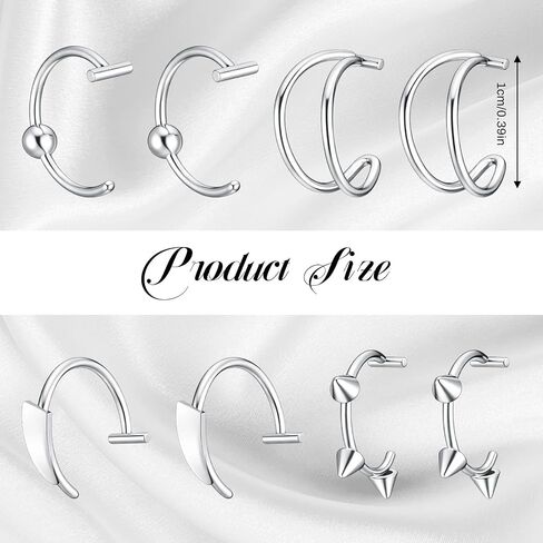 8PCS Fake Lip Ring, Stainless Steel Piercing Vampire Teeth Ring Kit, Fake Snake Bite Non-Piercing Lip Cuff Ear Cuff, Fake Nose Piercing Jewelry for Women Men in Kuwait