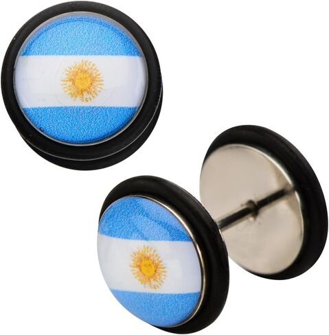 Inox World Cup Argentina Stainless Steel Fake Plug Earrings in Saudi Arabia