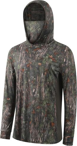 Mens Camo Hoodie Hunting Shirts with Separate Mask UPF 50+ Long Sleeve Fishing Sweatshirt Camp in Saudi Arabia