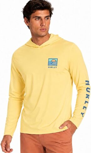 قميص هودي رجالي للحماية من الشمس من Hurley - تي شيرت بأكمام طويلة شبكي جيد التهوية وأداء للأشعة فوق البنفسجية in Kuwait