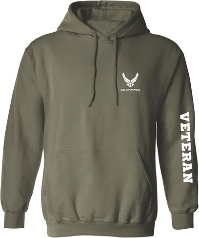 zerogravitee Air Force Veteran White Sleeve Print Adult Hooded Sweatshirt in Kuwait