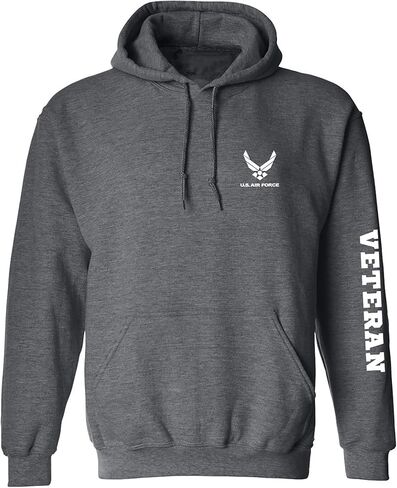 zerogravitee Air Force Veteran White Sleeve Print Adult Hooded Sweatshirt in Kuwait