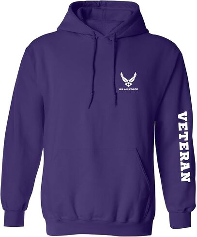 zerogravitee Air Force Veteran White Sleeve Print Adult Hooded Sweatshirt in Kuwait