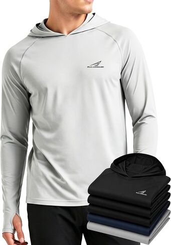 5 Pcs Summer Hoodie for Men,UPF 50+ Long Sleeve Lightweight UV Hoodie Shirts for Outdoor Fishing Hiking Cycling in Saudi Arabia