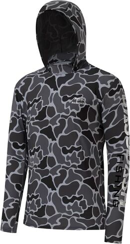 Bassdash Men’s UPF 50+ Camo Fishing Hoodie Shirt Quick Dry UV Sun Protection Long Sleeve Outdoor Hiking Hooded Shirts FS52M in Kuwait