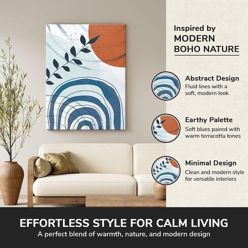 The Goat Wall Art –Sunkissed Azure Arcs Boho Portrait Framed Canvas Wall Art PORTRAIT / 18x24 / 1.50" GALLERY in Kuwait