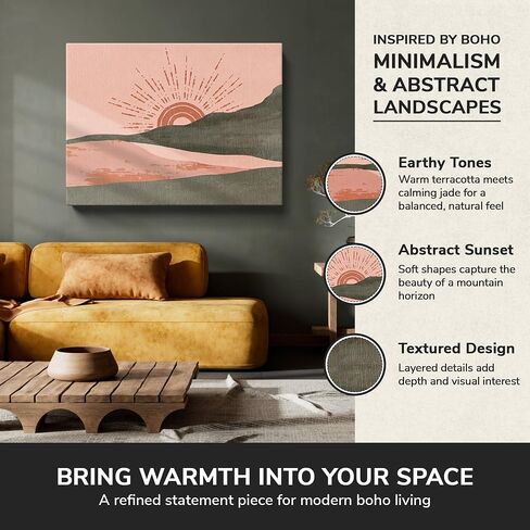 The Goat Wall Art –Jade & Terracotta Sunset Boho Landscape Framed Canvas Wall Art LANDSCAPE / 24x18 / 1.50" GALLERY in Kuwait