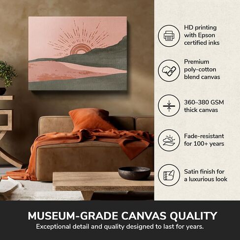 The Goat Wall Art –Jade & Terracotta Sunset Boho Landscape Framed Canvas Wall Art LANDSCAPE / 24x18 / 1.50" GALLERY in Kuwait