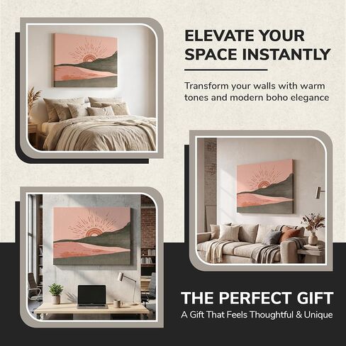 The Goat Wall Art –Jade & Terracotta Sunset Boho Landscape Framed Canvas Wall Art LANDSCAPE / 24x18 / 1.50" GALLERY in Kuwait