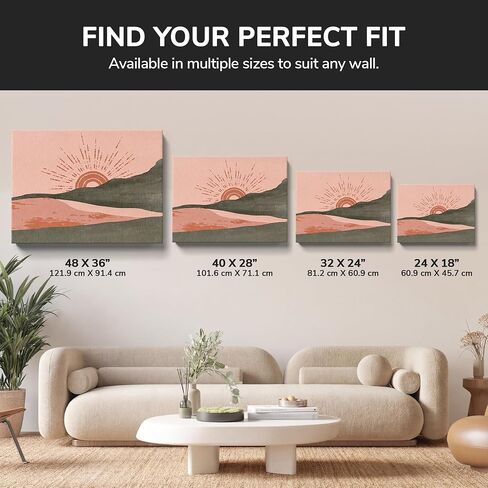 The Goat Wall Art –Jade & Terracotta Sunset Boho Landscape Framed Canvas Wall Art LANDSCAPE / 24x18 / 1.50" GALLERY in Kuwait