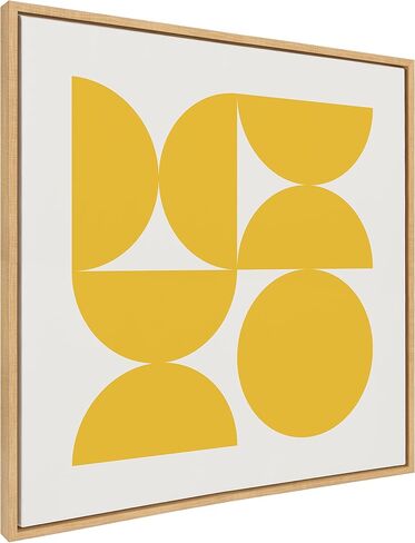 لوحة فنية جدارية من القماش مؤطرة باللون الأصفر من Kate and Laurel Sylvie Bold Vintage Geometric Sunshine من تصميم Creative Bunch Studio؛ 30x30 طبيعي؛ الفن التجريدي الحديث بإلهام هندسي in Kuwait
