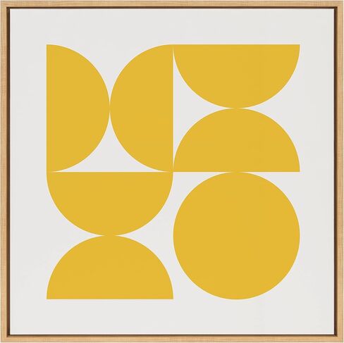 لوحة فنية جدارية من القماش مؤطرة باللون الأصفر من Kate and Laurel Sylvie Bold Vintage Geometric Sunshine من تصميم Creative Bunch Studio؛ 30x30 طبيعي؛ الفن التجريدي الحديث بإلهام هندسي in Kuwait