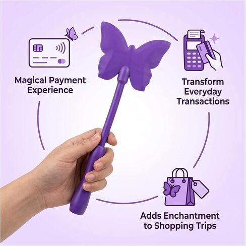 Credit Card Wand, Fairy Wand Tap to Pay Card Holder, Wand Credit Card Holder for Contactless Payments, Magical Shopping Experience, Purple Butterfly Design in Saudi Arabia