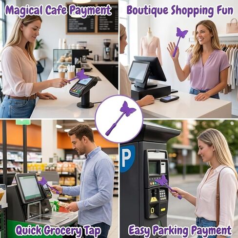 Credit Card Wand, Fairy Wand Tap to Pay Card Holder, Wand Credit Card Holder for Contactless Payments, Magical Shopping Experience, Purple Butterfly Design in Saudi Arabia