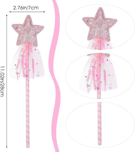 4 Pack Princess Star Wand Glitter Fairy Wand Princess Wands Stick Dress-up Wands Costume Party Favors Gifts for Women Christmas Halloween Birthday Play Show Prom in Kuwait