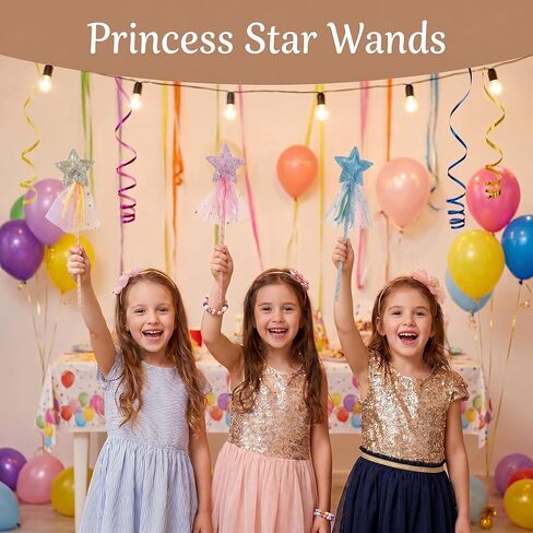 Gjinxi 3 PCS Glitter Star Princess Wand Fairy Angel Wands Costume Role Play Show Stick Props Magic Star Dress-up Wands Halloween Christmas Birthday Party Favor Silver in Kuwait