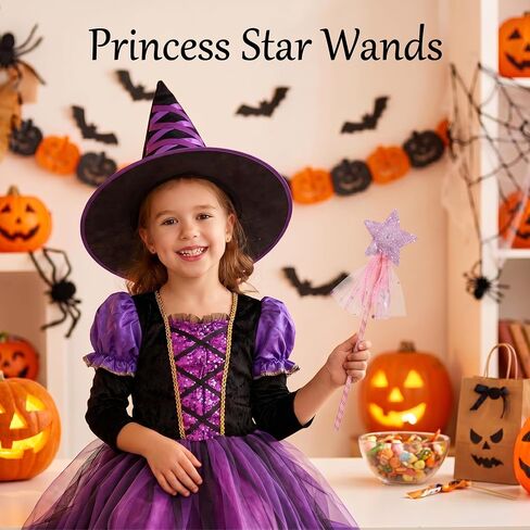 Gjinxi 3 PCS Glitter Star Princess Wand Fairy Angel Wands Costume Role Play Show Stick Props Magic Star Dress-up Wands Halloween Christmas Birthday Party Favor Silver in Kuwait