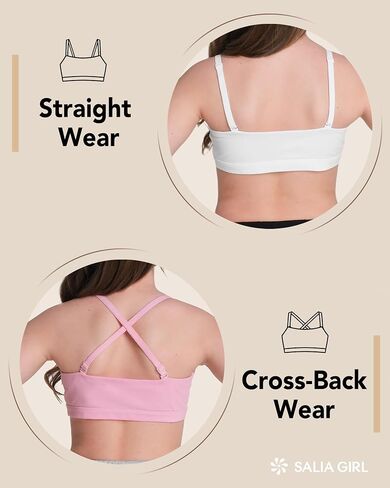 SALIA GIRL Double-Layer Cotton Training Bras for Girls 7–12, Natural Cami First Bra with Adjustable Straps in Saudi Arabia