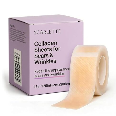 Scarlette Collagen Tape, Collagen Sheets For Scars & Wrinkle, Scar Silicone Sheets For Various Different Scars, Surgical,C-Section,Tummy Tuck, 1.6"x 120" Roll (1PCS) in Kuwait