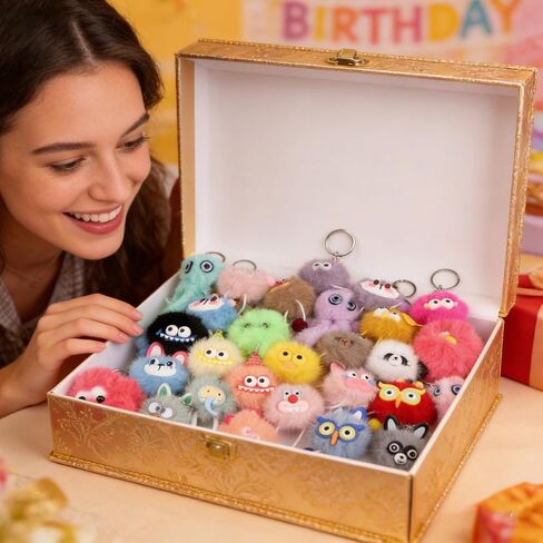 30 Pack Kawaii Plush Keychains Bulk, Cute Stuffed Animal Keychains for Birthday Party Favors, Goodie Bag Fillers, Carnival Prizes in Saudi Arabia