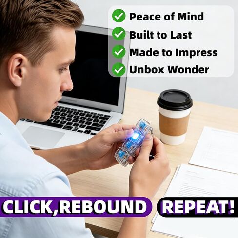 Light Up Keyboard Fidget,Clicker Fidget Toy,Clicky Keyboard Fidget Keychain with LED Lights,Button Stress Relief (4 Pcs) in Saudi Arabia
