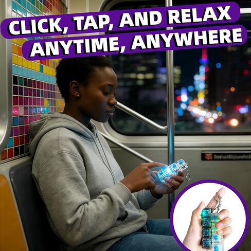 Light Up Keyboard Fidget,Clicker Fidget Toy,Clicky Keyboard Fidget Keychain with LED Lights,Button Stress Relief (4 Pcs) in Saudi Arabia
