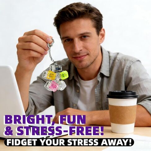 Light Up Keyboard Fidget,Clicker Fidget Toy,Clicky Keyboard Fidget Keychain with LED Lights,Button Stress Relief (4 Pcs) in Saudi Arabia