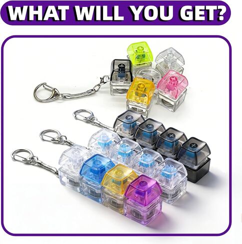 Light Up Keyboard Fidget,Clicker Fidget Toy,Clicky Keyboard Fidget Keychain with LED Lights,Button Stress Relief (4 Pcs) in Saudi Arabia