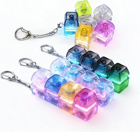 Light Up Keyboard Fidget,Clicker Fidget Toy,Clicky Keyboard Fidget Keychain with LED Lights,Button Stress Relief (4 Pcs) in Saudi Arabia