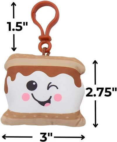 Fun Express Flat Stuffed S'More Backpack Clips & Keychains Set - Assorted Cute Plush Designs for Classroom Rewards Camp-Themed Gifts & Fun Decorations - Parties Kids' Activities & More - 12 Pieces in Kuwait