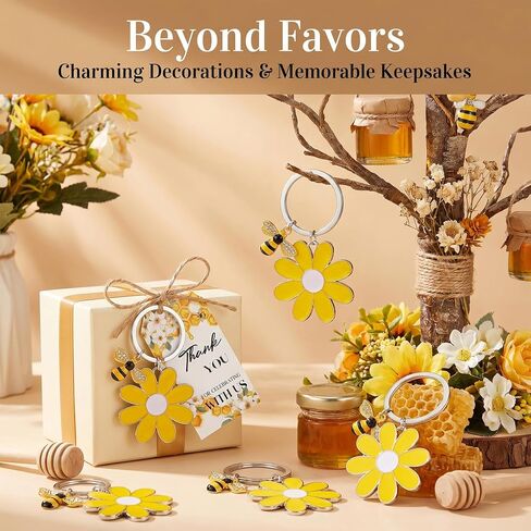 20 Set A Little Honey Is On The Way Baby Shower Favors - Bee Baby Shower Decorations Keychains, Bee Sunflower Keychains Bulk with Thank You Tags, Honey Gender Reveal & Birthday Gift for Guests in Saudi Arabia
