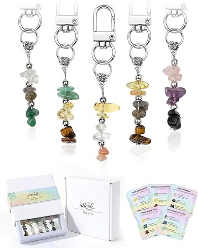 For Your Next Chapter Gifts for Women, Graduation, New Job, Birthday, Retirement, Self Care – 5 Pack Natural Crystal Keychain Set, Good Luck Stocking Stuffers in Saudi Arabia