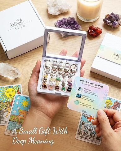 For Your Next Chapter Gifts for Women, Graduation, New Job, Birthday, Retirement, Self Care – 5 Pack Natural Crystal Keychain Set, Good Luck Stocking Stuffers in Saudi Arabia