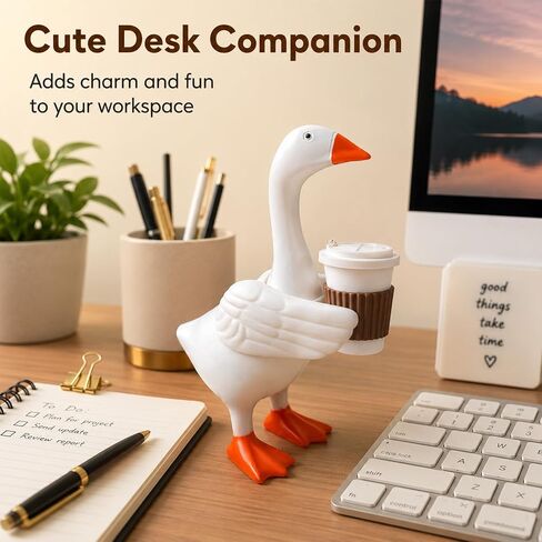 Desk Goose Outfits 7 Inches with Coffee Cup - 3D Printed Goose Wings, Cute Desk Goose Accessories for Home Office Decor in Saudi Arabia