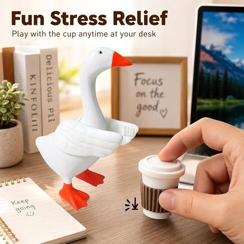Desk Goose Outfits 7 Inches with Coffee Cup - 3D Printed Goose Wings, Cute Desk Goose Accessories for Home Office Decor in Saudi Arabia