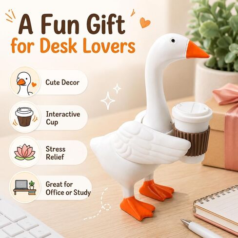 Desk Goose Outfits 7 Inches with Coffee Cup - 3D Printed Goose Wings, Cute Desk Goose Accessories for Home Office Decor in Saudi Arabia