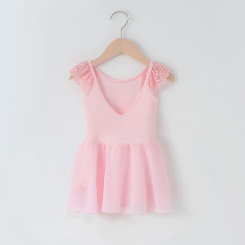 Tutu.kk Toddler Girls Ballet Leotard Dress with Lace Flying Sleeve and Back V-Neck Ballerina Dance Dress for Girls in Saudi Arabia