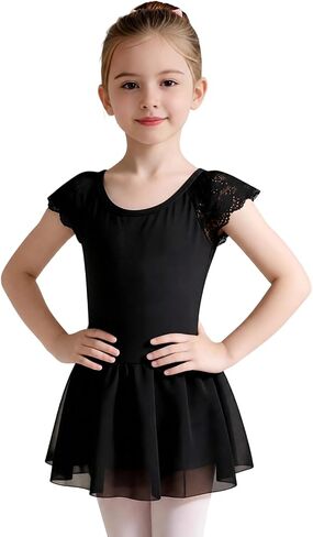 Tutu.kk Toddler Girls Ballet Leotard Dress with Lace Flying Sleeve and Back V-Neck Ballerina Dance Dress for Girls in Saudi Arabia