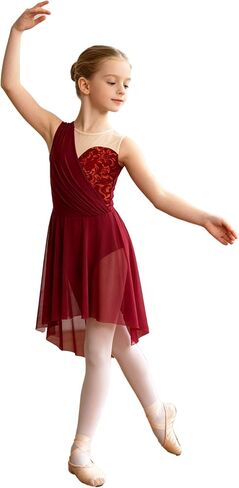 Girls Lyrical Dance Costumes Contemporary Ballet Leotard Sleeveless Soft Lace Dance Dress for Stage Performance in Saudi Arabia