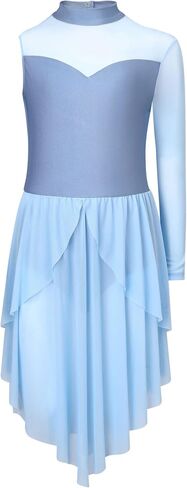 Girls Lyrical Dance Costumes Contemporary Ballet Leotard with Skirt, High Neck Dance Dress for Stage Performance in Saudi Arabia