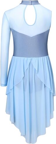 Girls Lyrical Dance Costumes Contemporary Ballet Leotard with Skirt, High Neck Dance Dress for Stage Performance in Saudi Arabia