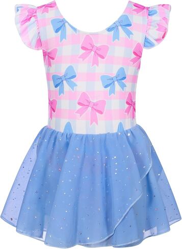 Funnycokid Ballet Leotards for Girls Dress Outfit Toddler Ballerina Dance Tutu with Sequined Chiffon Skirt 2-7 Years in Saudi Arabia